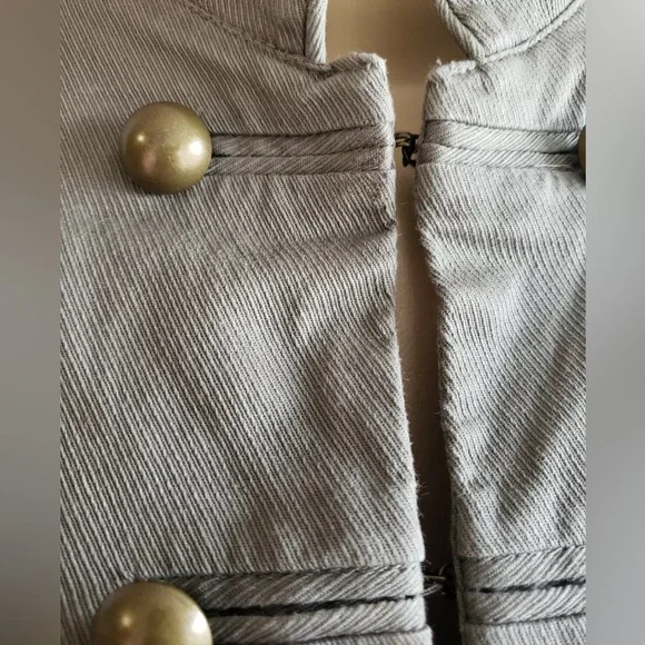 Military Studded Olive Green Jacket Size S Small 4 Steampunk Retro By H&M - Picture 10 of 10